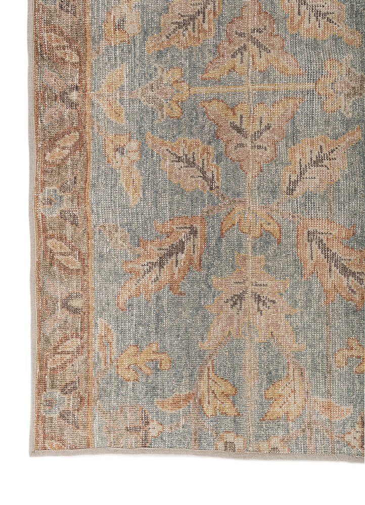 provenance blue wool hand knotted Rug - Corner