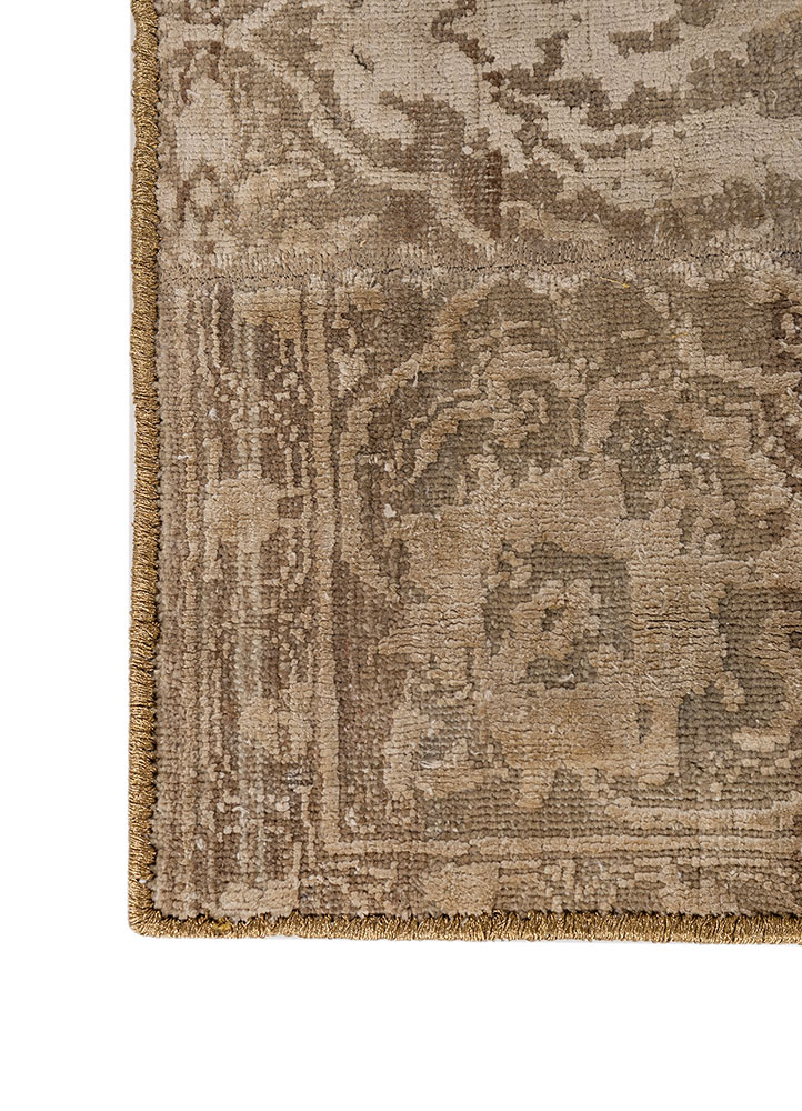 provenance gold wool and silk hand knotted Rug - Corner