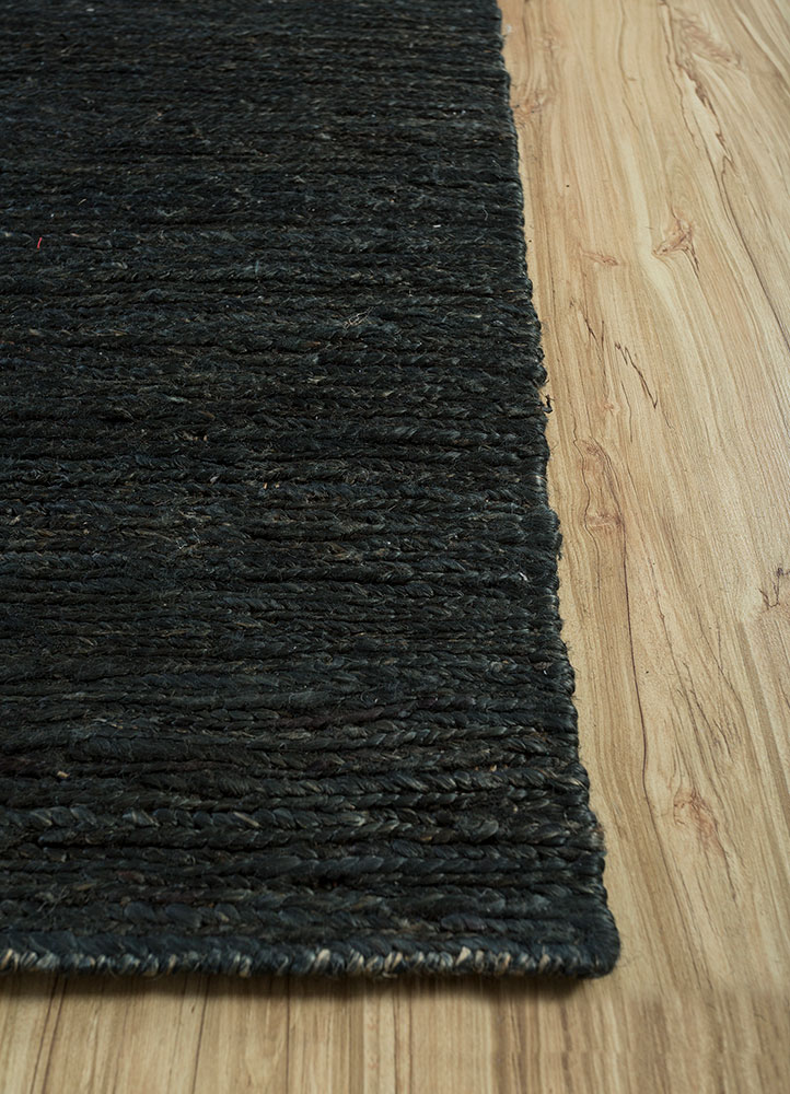 hula grey and black jute and hemp hand knotted Rug - Corner