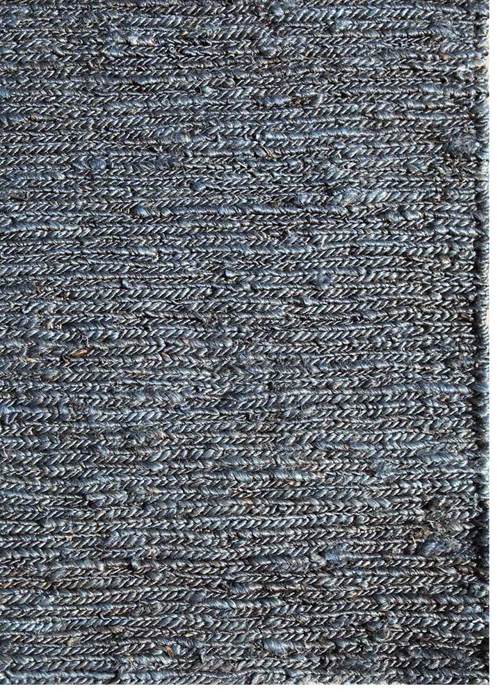 hula blue jute and hemp hand knotted Rug - Corner
