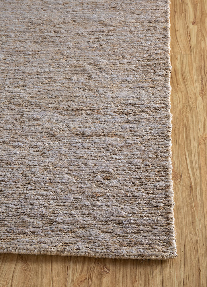 hula grey and black jute and hemp hand knotted Rug - Corner