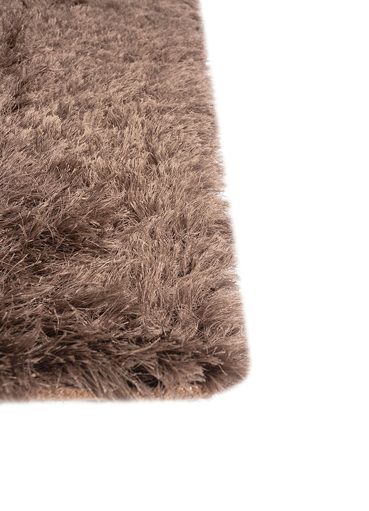 basis beige and brown polyester shag Rug - Corner