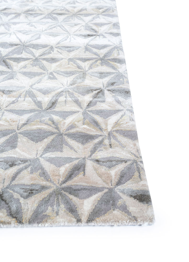free verse by kavi beige and brown wool and silk hand knotted Rug - Corner