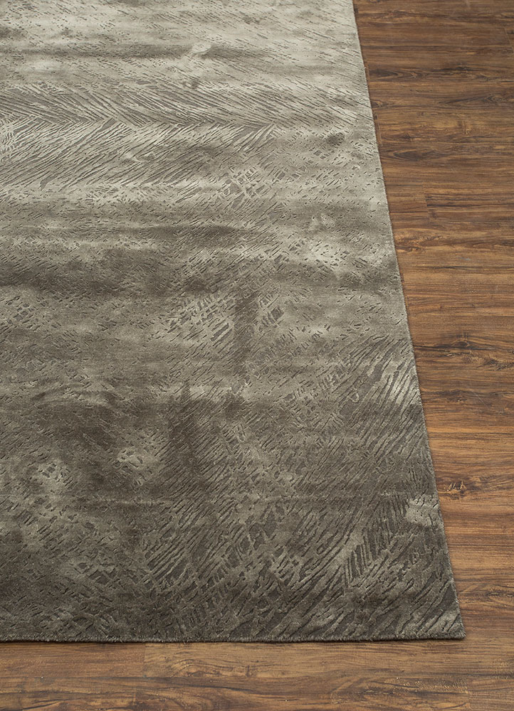 free verse by kavi beige and brown wool and silk hand knotted Rug - Corner