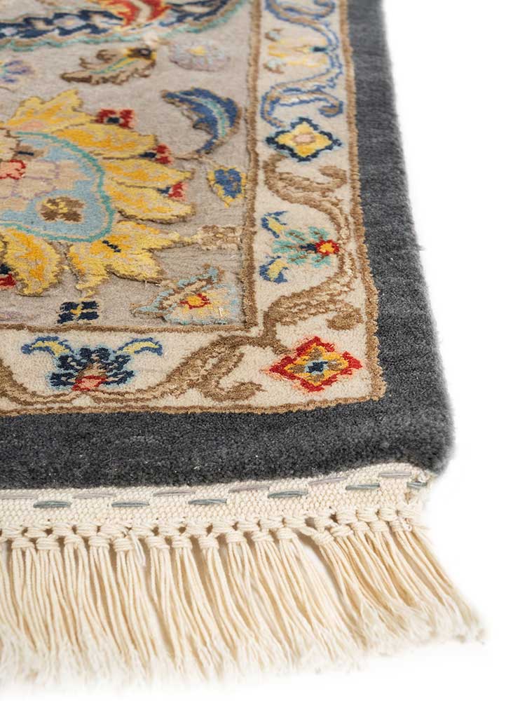 aurora blue wool and silk hand knotted Rug - Corner