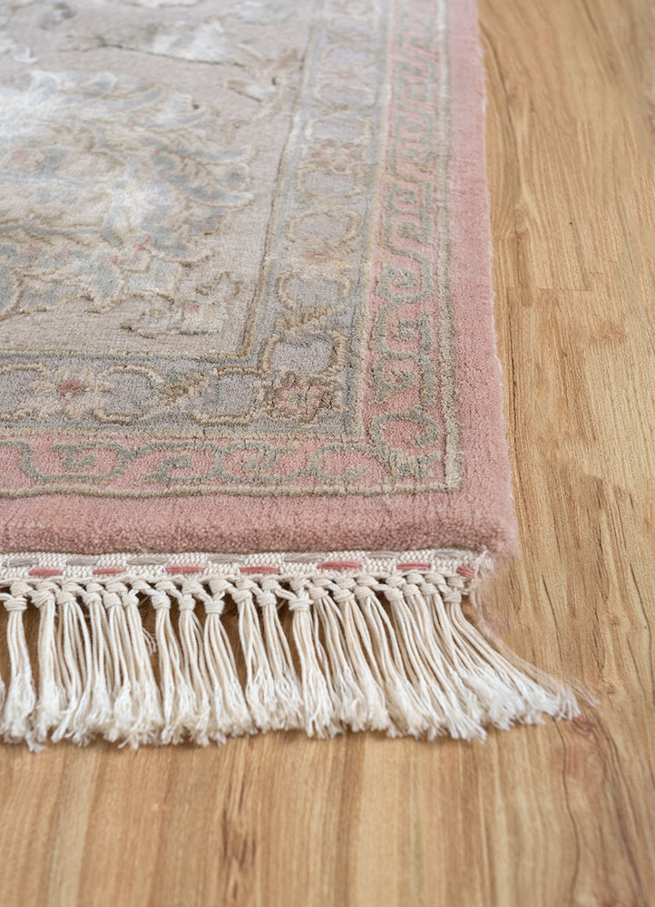 aurora red and orange wool and silk hand knotted Rug - Corner