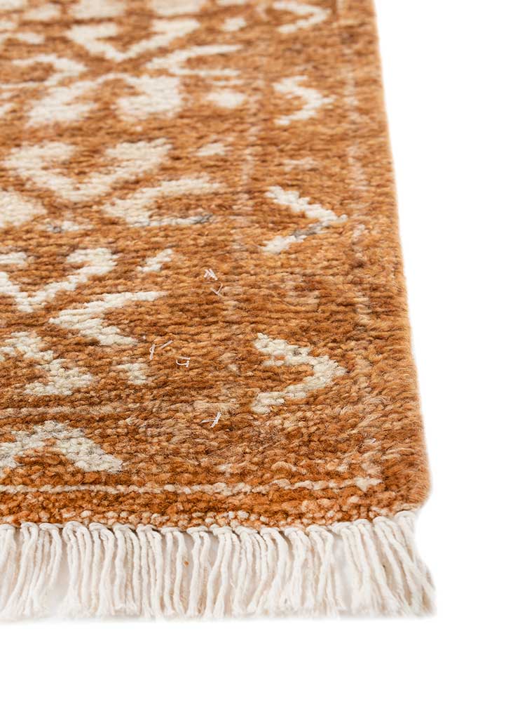 manifest red and orange afghan wool hand knotted Rug - Corner