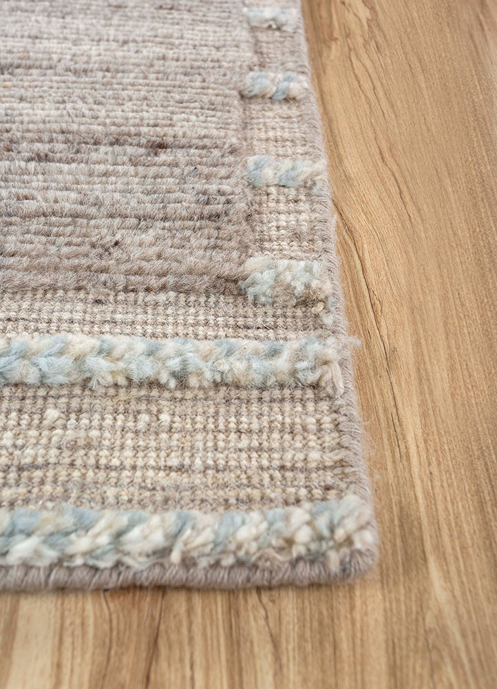 manifest beige and brown afghan wool hand knotted Rug - Corner