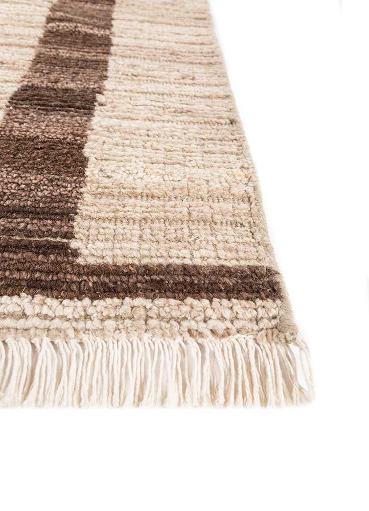 manifest beige and brown afghan wool hand knotted Rug - Corner