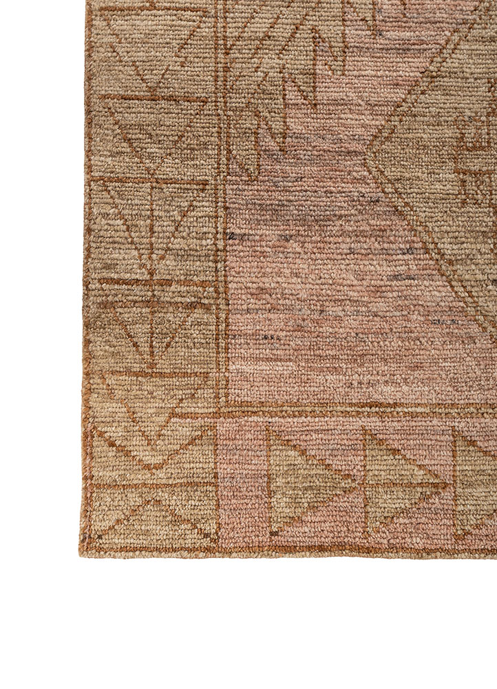 thyme red and orange afghan wool hand knotted Rug - Corner