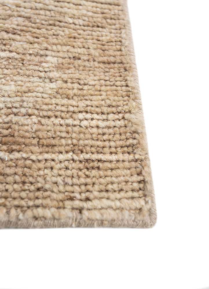 manifest beige and brown afghan wool hand knotted Rug - Corner