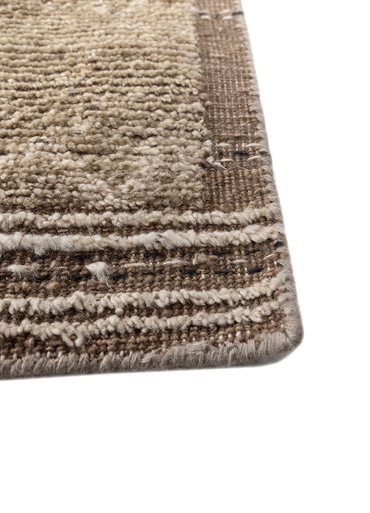 manifest beige and brown afghan wool hand knotted Rug - Corner