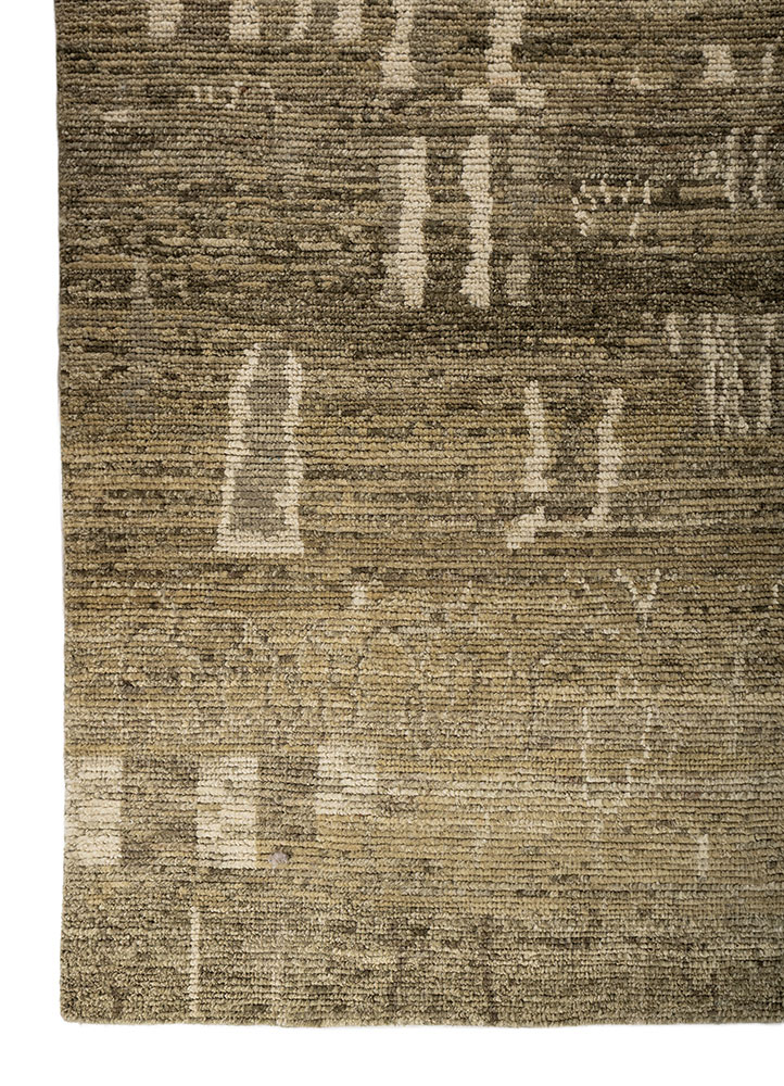 manifest green afghan wool hand knotted Rug - Corner