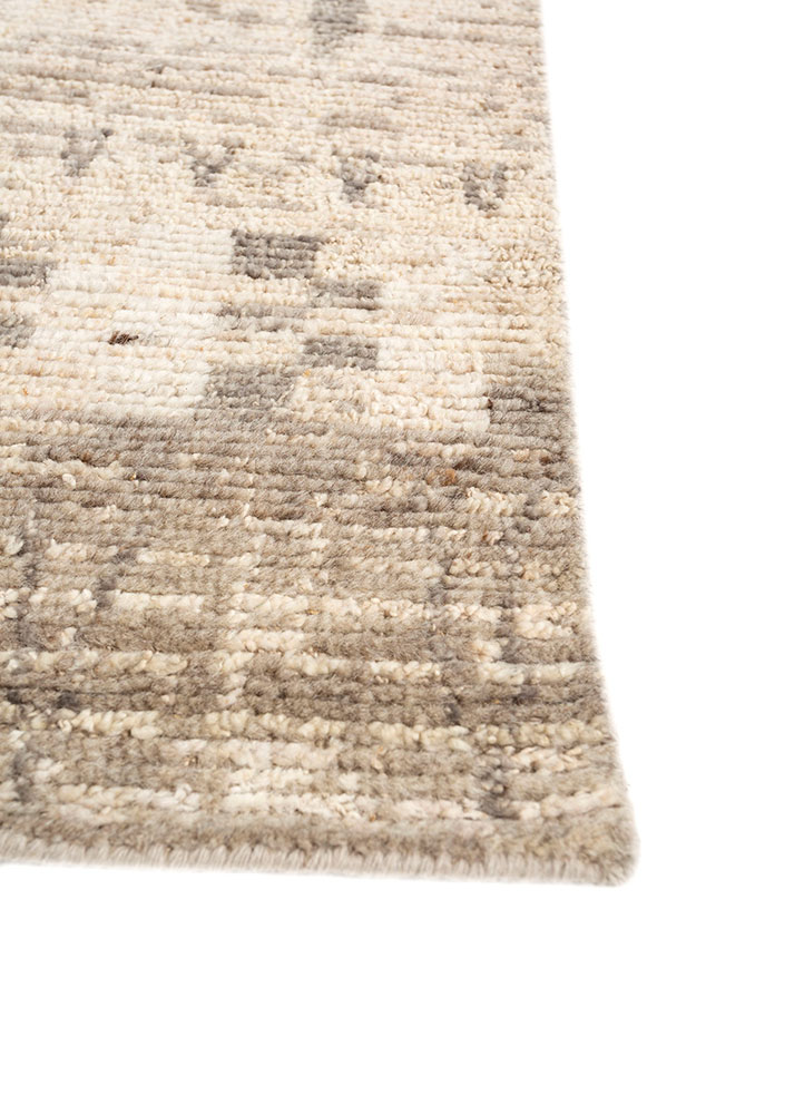 manifest beige and brown wool hand knotted Rug - Corner