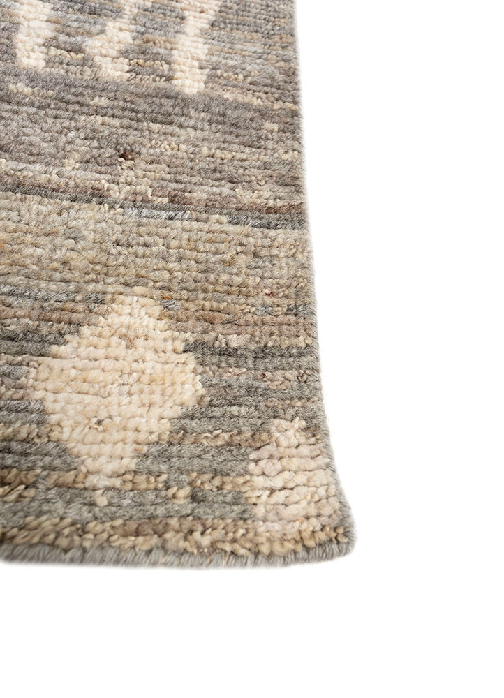 manifest beige and brown afghan wool hand knotted Rug - Corner
