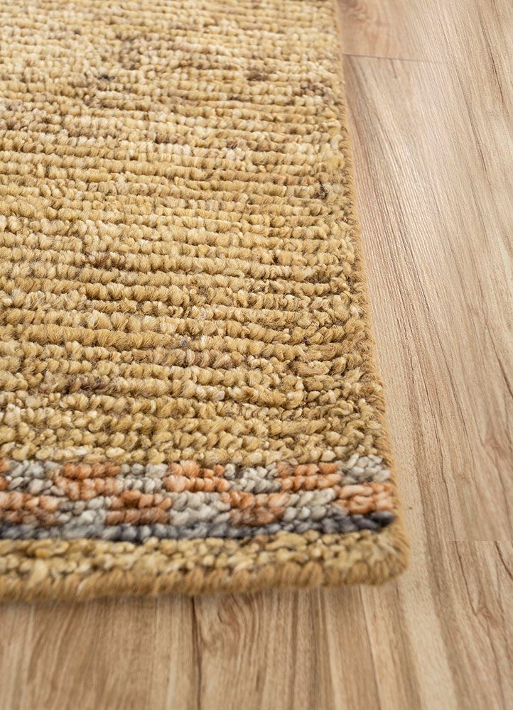 manifest gold afghan wool hand knotted Rug - Corner