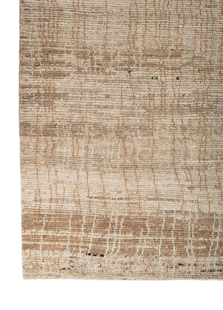 manifest beige and brown afghan wool hand knotted Rug - Corner