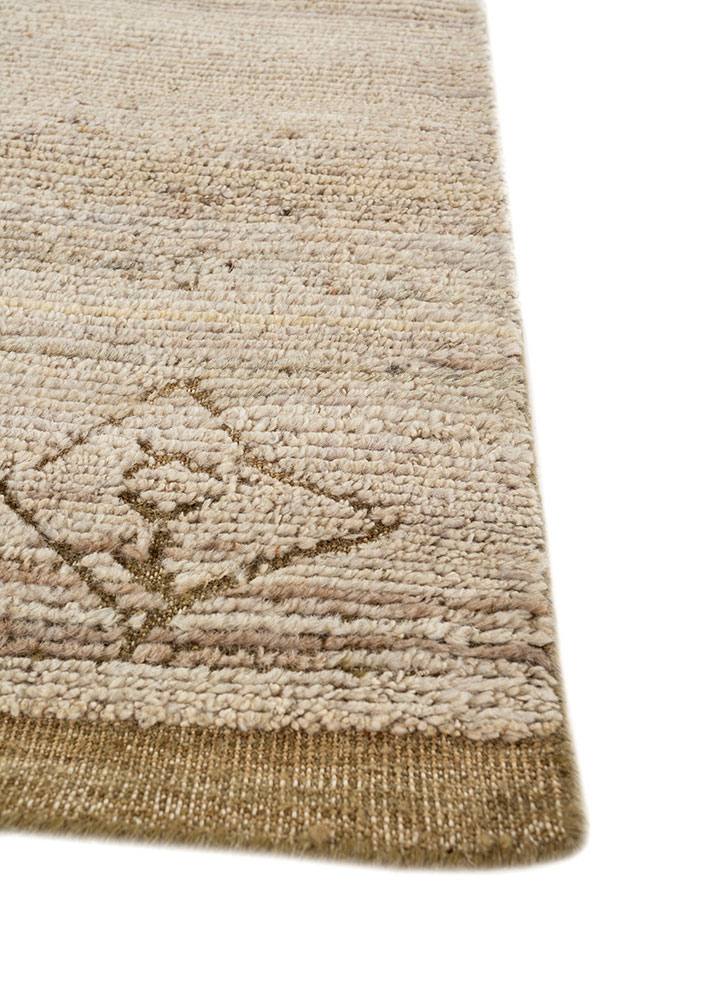 manifest beige and brown afghan wool hand knotted Rug - Corner