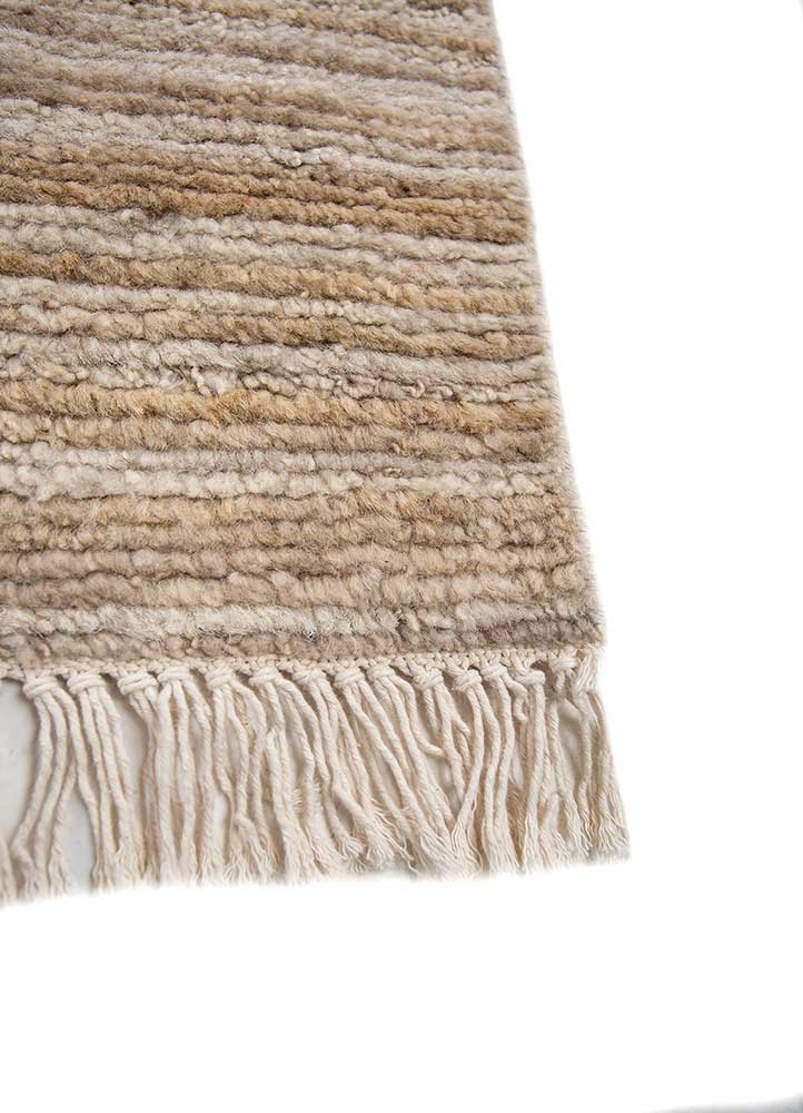 manifest beige and brown afghan wool hand knotted Rug - Corner