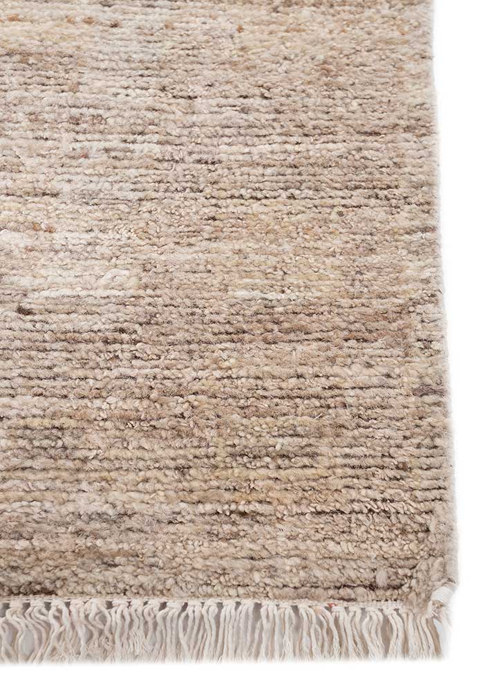 manifest beige and brown afghan wool hand knotted Rug - Corner