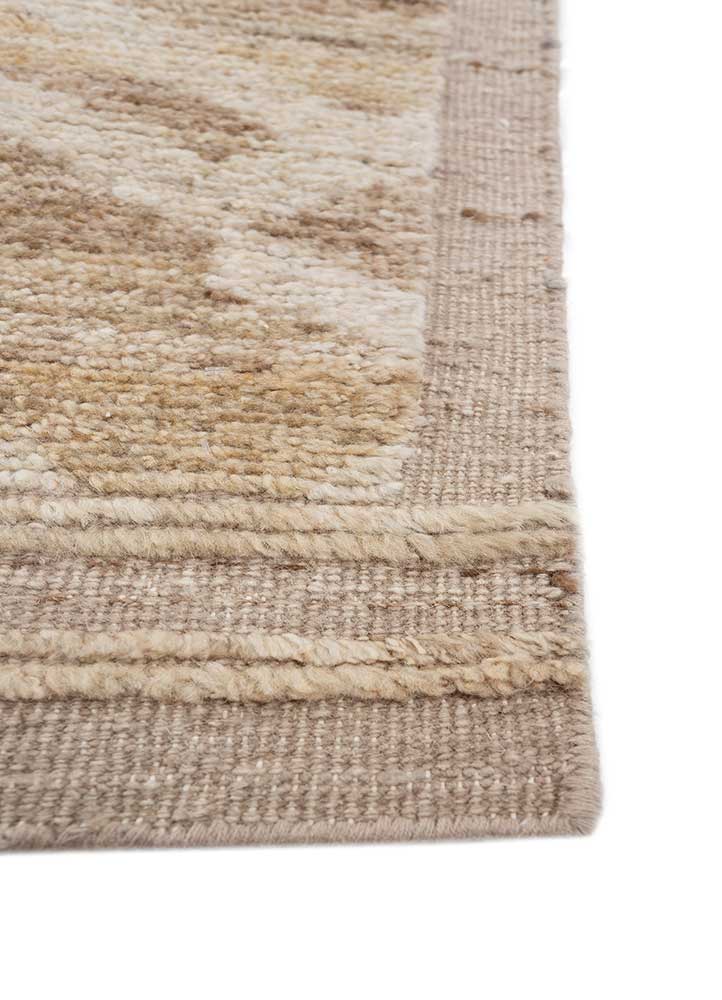 manifest beige and brown afghan wool hand knotted Rug - Corner