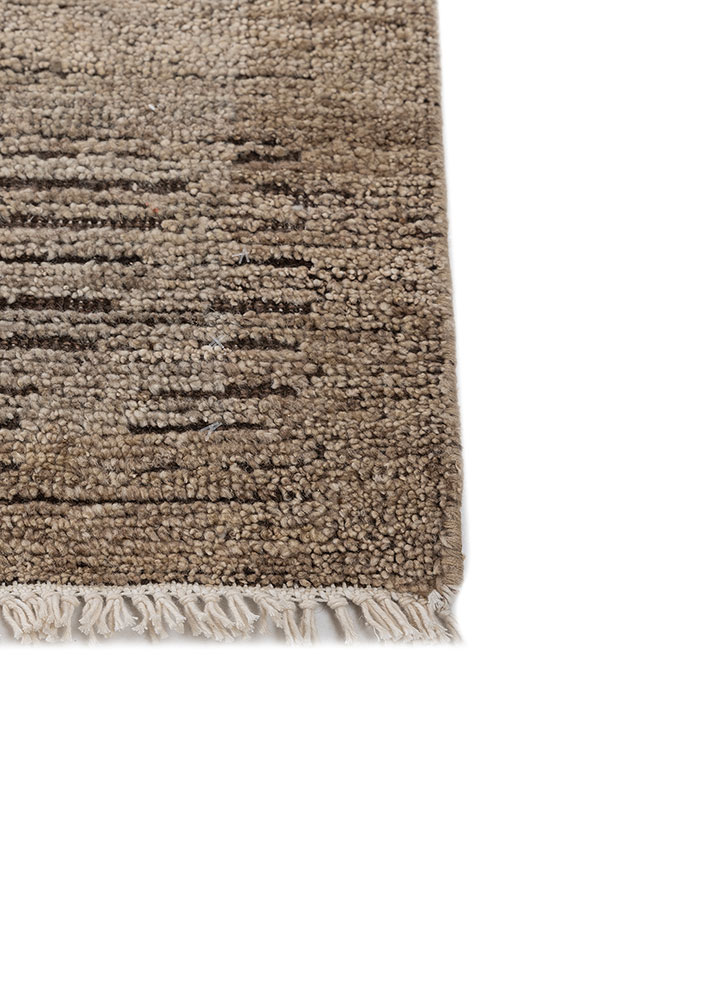 manifest beige and brown afghan wool hand knotted Rug - Corner