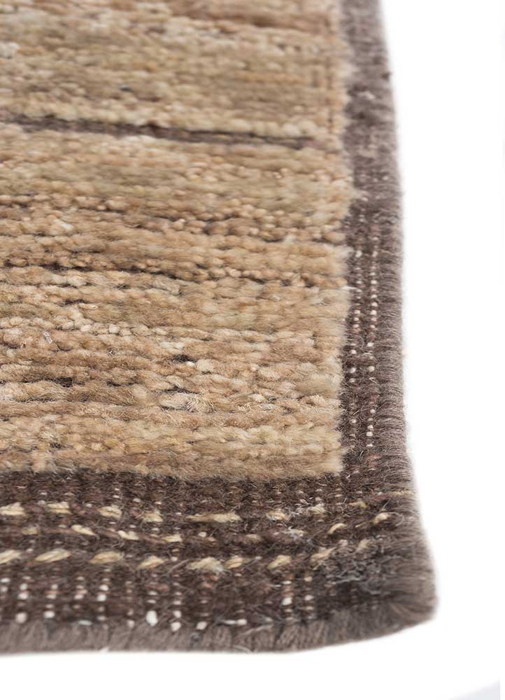 manifest beige and brown afghan wool hand knotted Rug - Corner