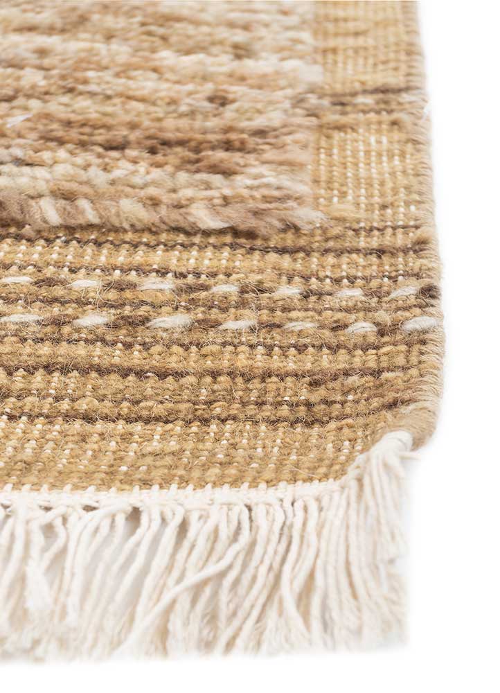 manifest beige and brown afghan wool hand knotted Rug - Corner