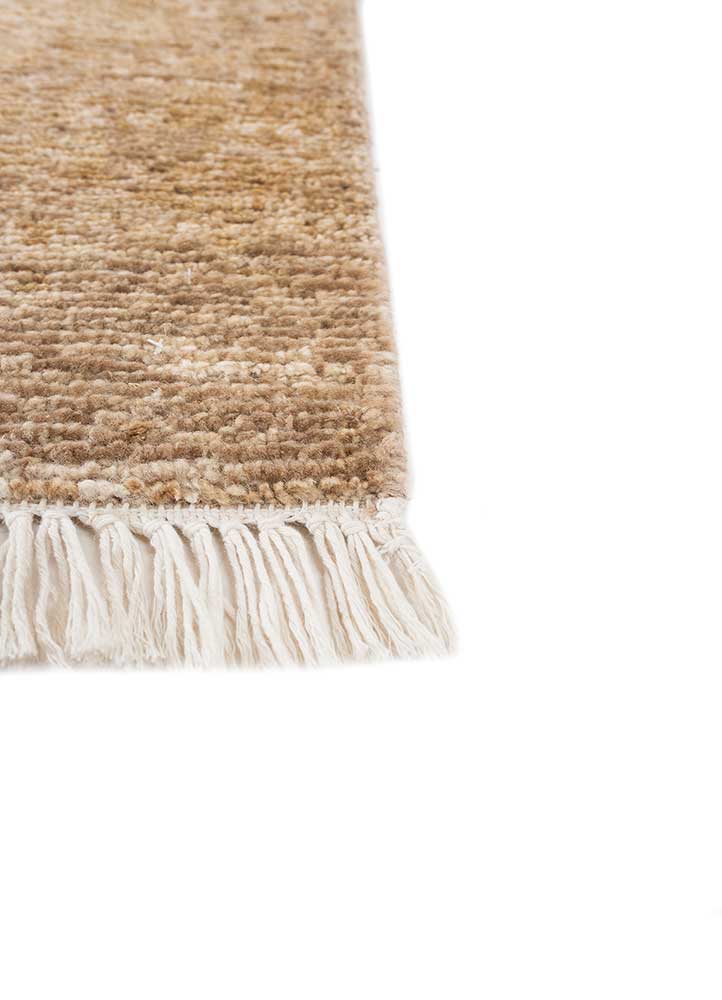 manifest beige and brown afghan wool hand knotted Rug - Corner