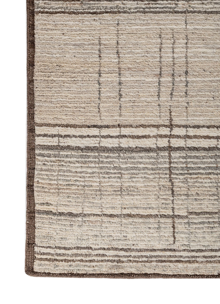 manifest beige and brown wool hand knotted Rug - Corner