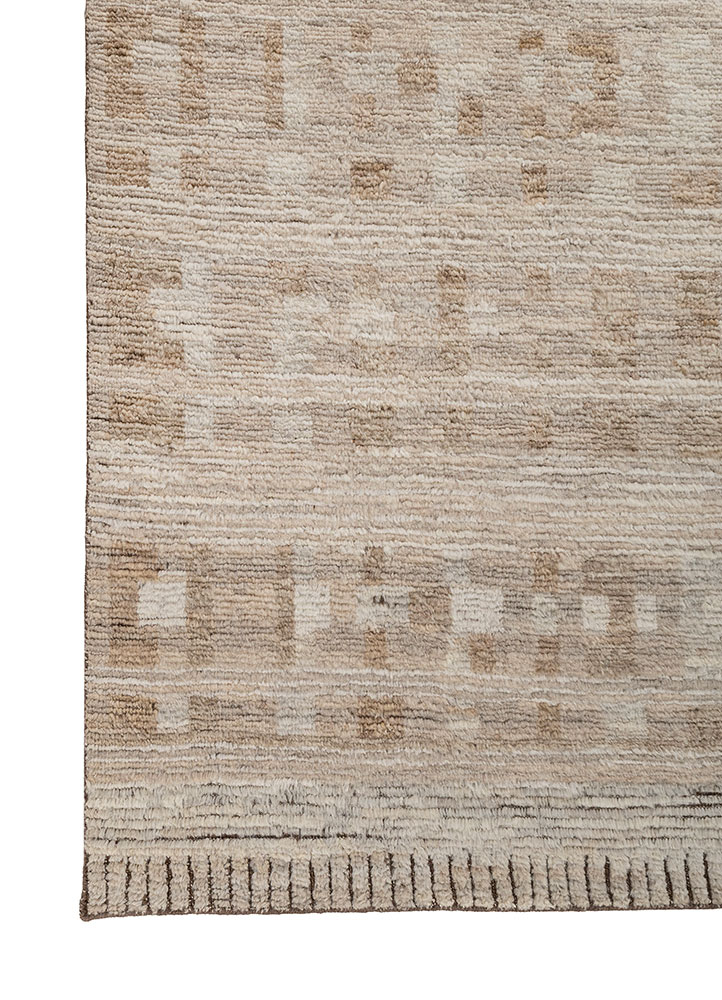manifest beige and brown wool hand knotted Rug - Corner
