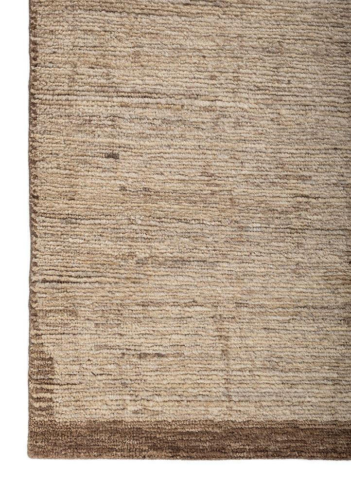 manifest beige and brown wool hand knotted Rug - Corner