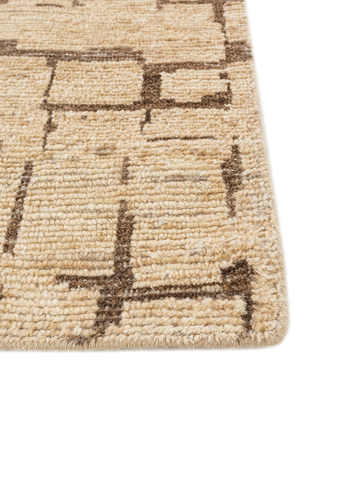 manifest beige and brown afghan wool hand knotted Rug - Corner