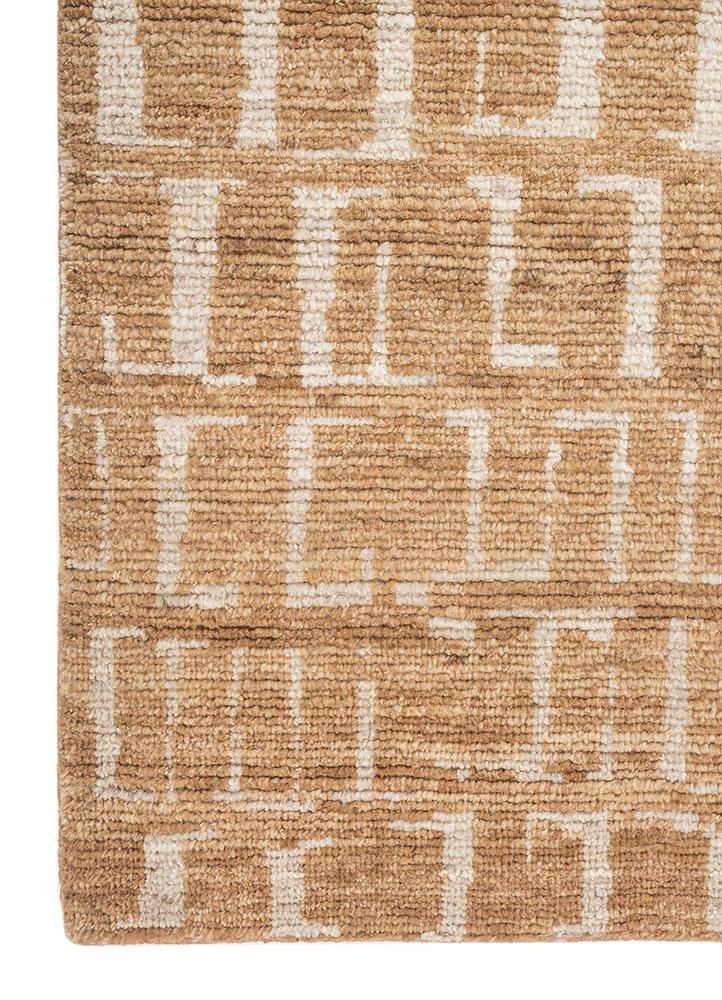 manifest beige and brown afghan wool hand knotted Rug - Corner