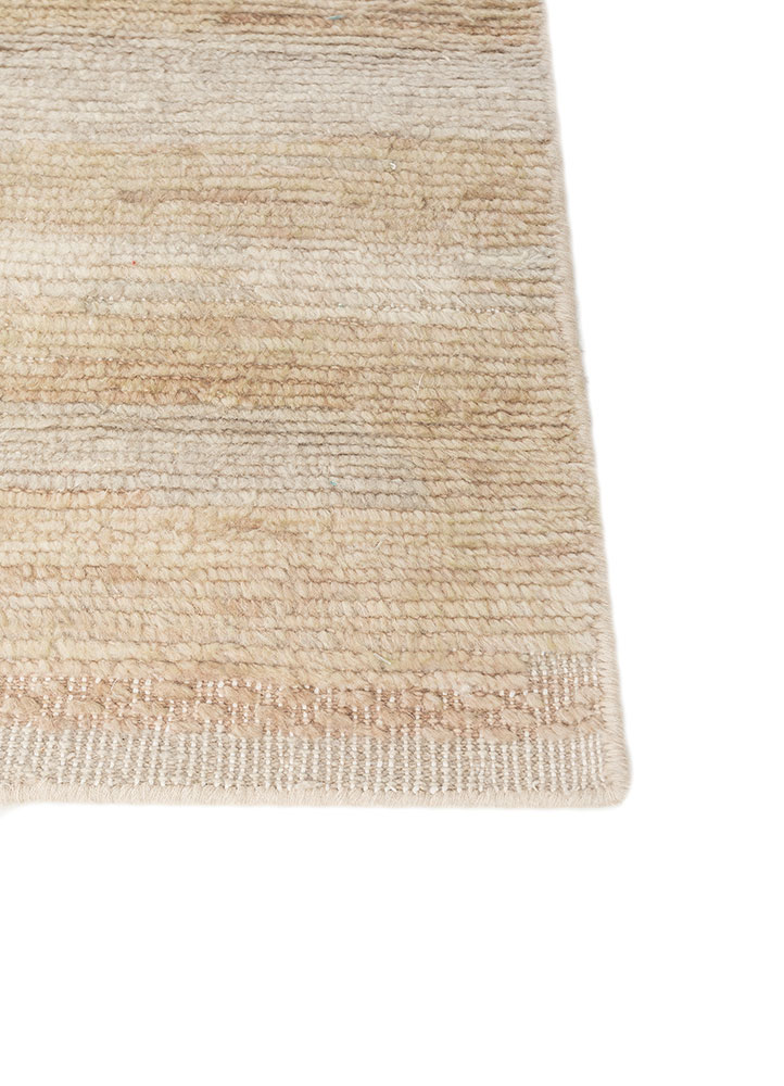 blythe beige and brown wool hand knotted Rug - Corner