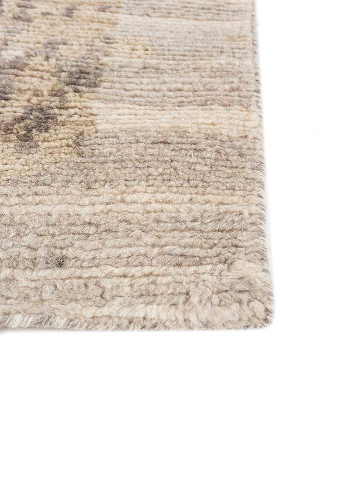 entropy beige and brown wool hand knotted Rug - Corner