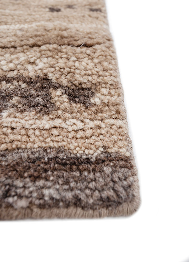 entropy beige and brown wool hand knotted Rug - Corner