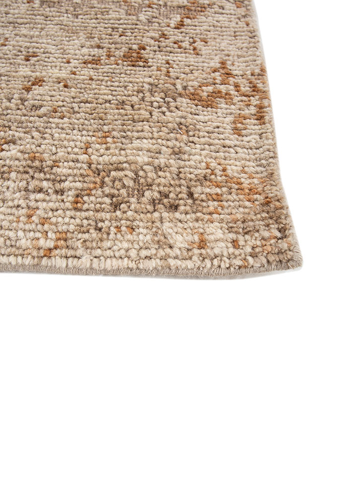 aprezo ivory wool hand knotted Rug - Corner