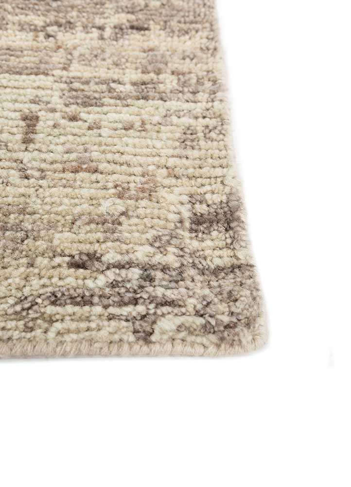 entropy beige and brown wool hand knotted Rug - Corner