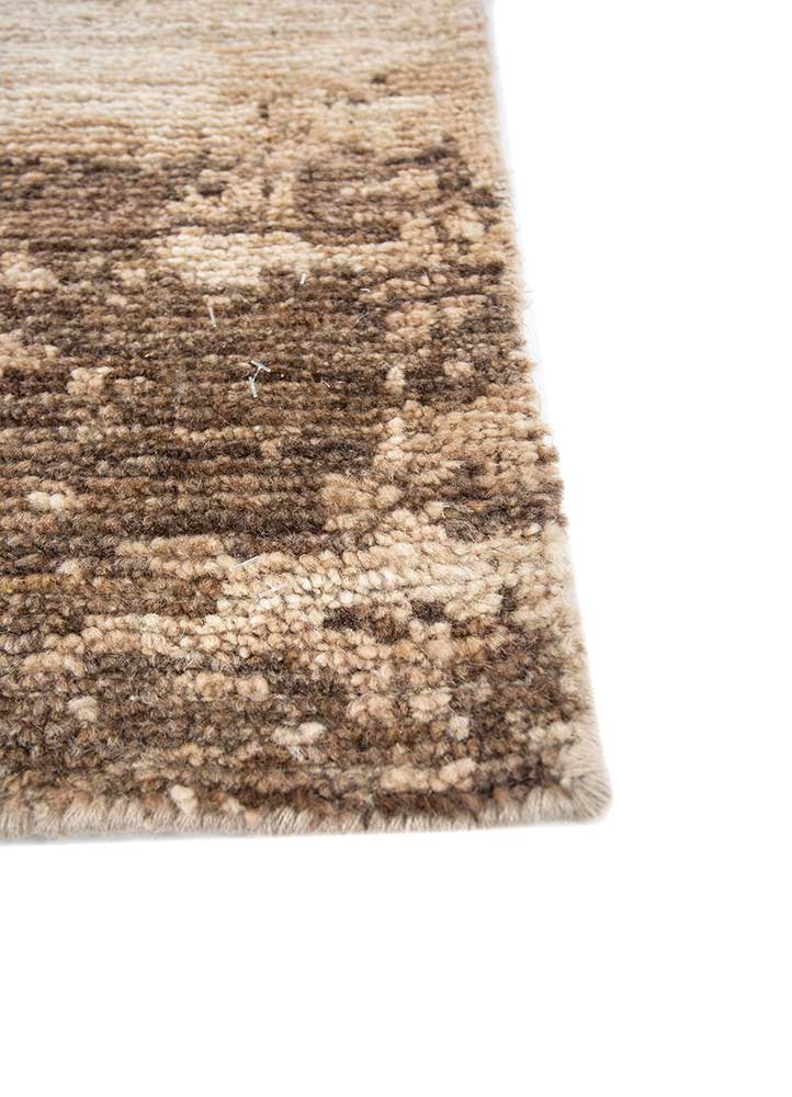 entropy beige and brown wool hand knotted Rug - Corner