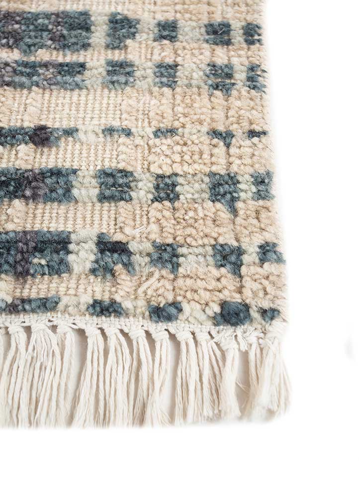 manifest beige and brown wool hand knotted Rug - Corner