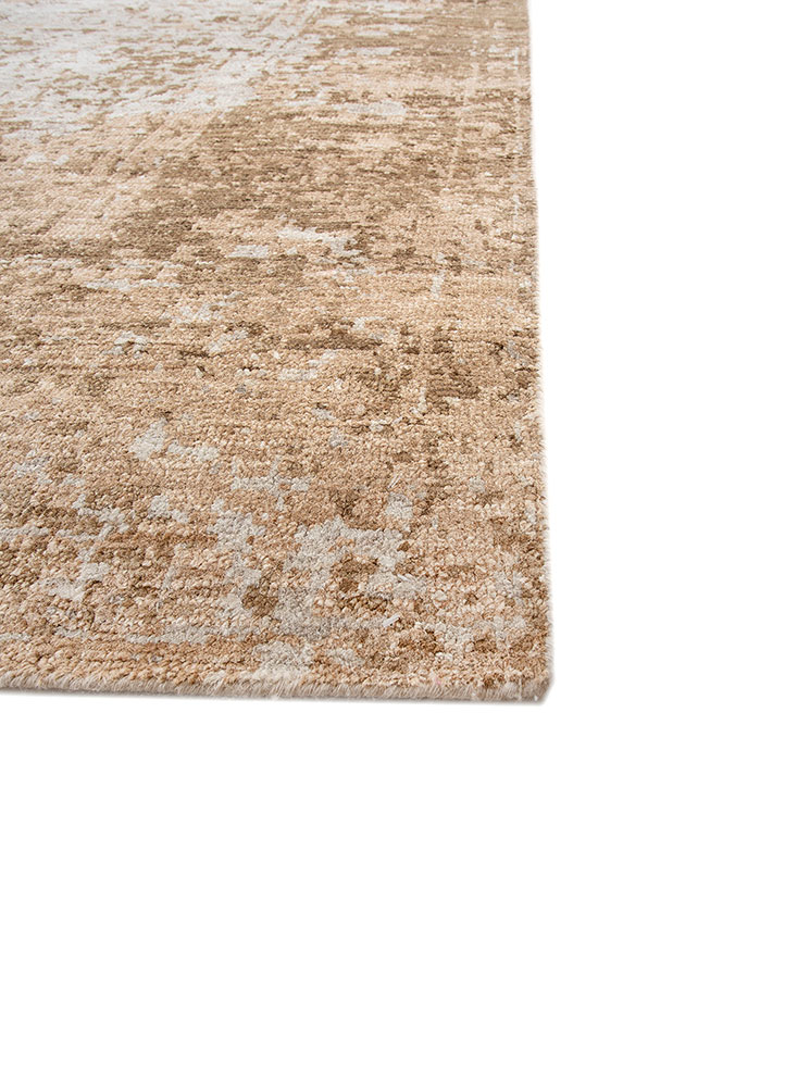 gulmarg beige and brown silk hand knotted Rug - Corner