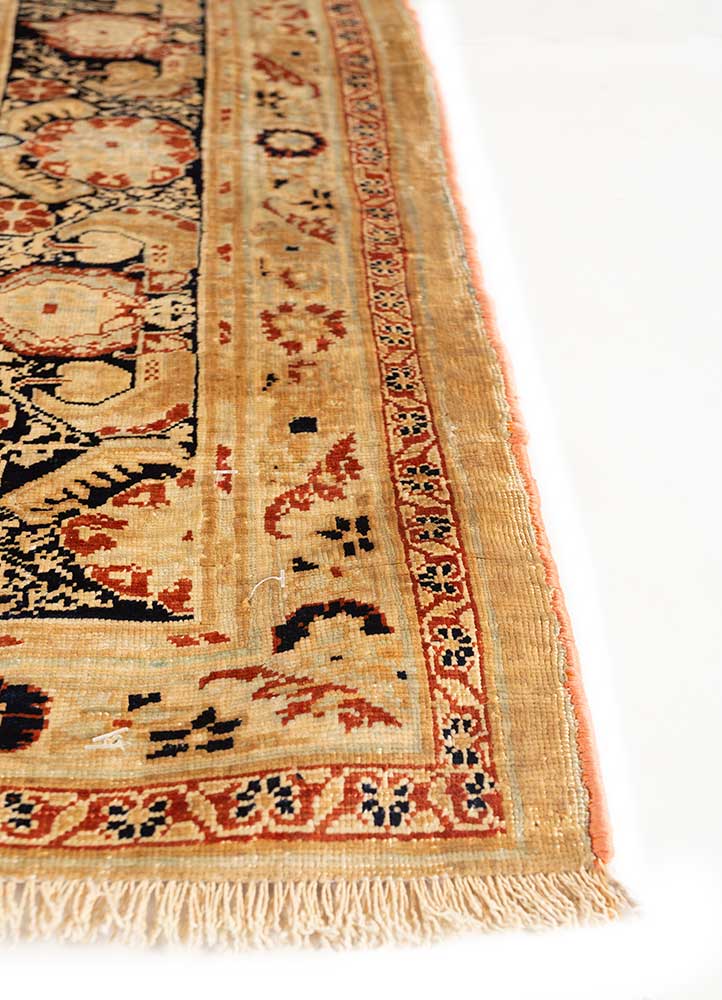 gulmarg beige and brown silk hand knotted Rug - Corner