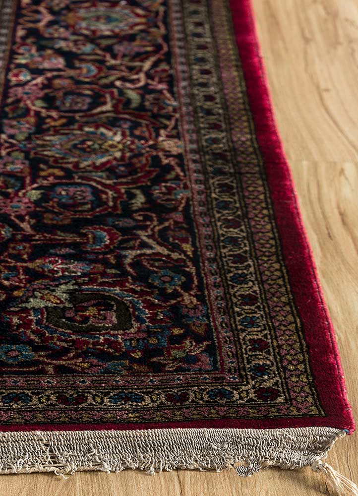 gulmarg red and orange silk hand knotted Rug - Corner