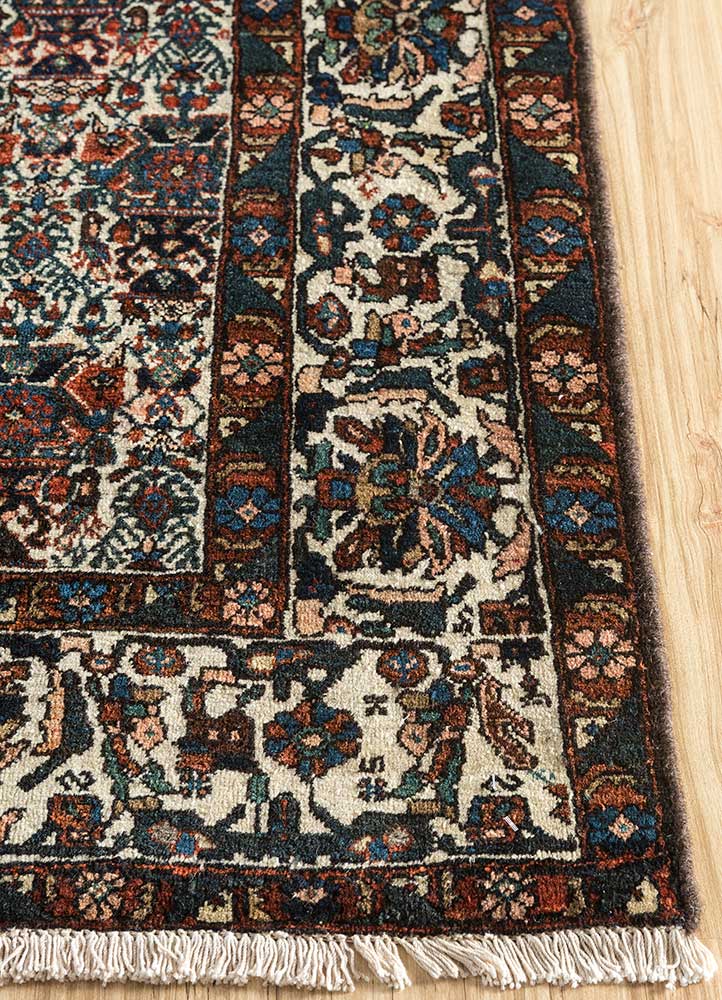 aalam beige and brown wool hand knotted Rug - Corner