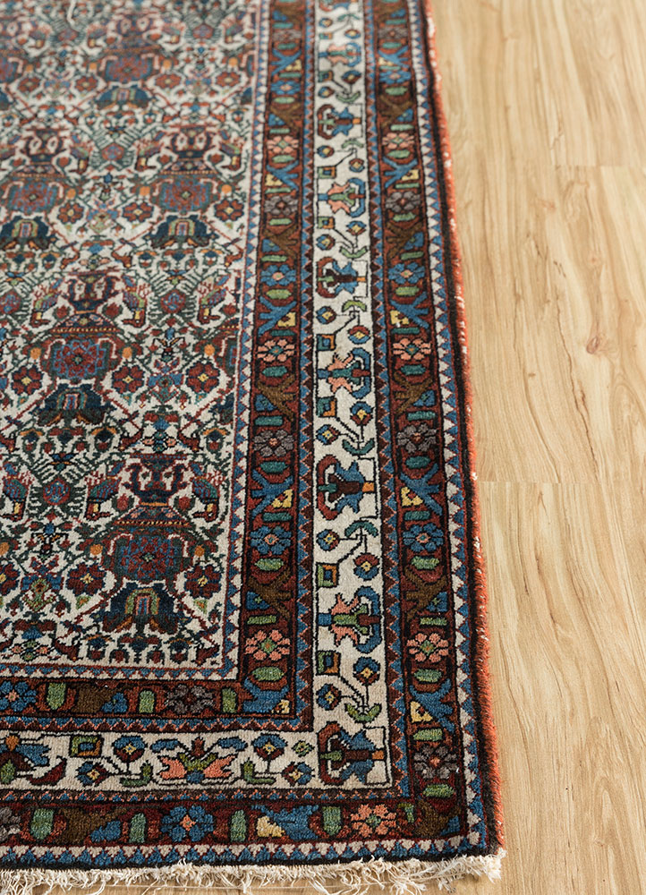 aalam blue wool hand knotted Rug - Corner