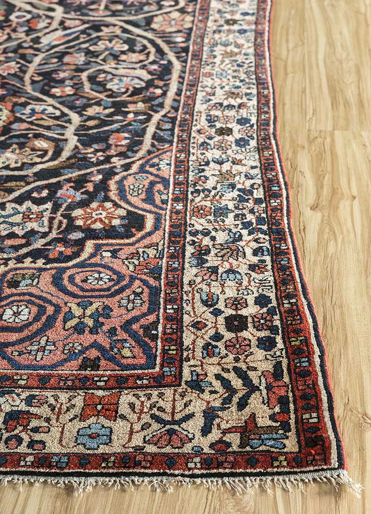 aalam grey and black wool hand knotted Rug - Corner