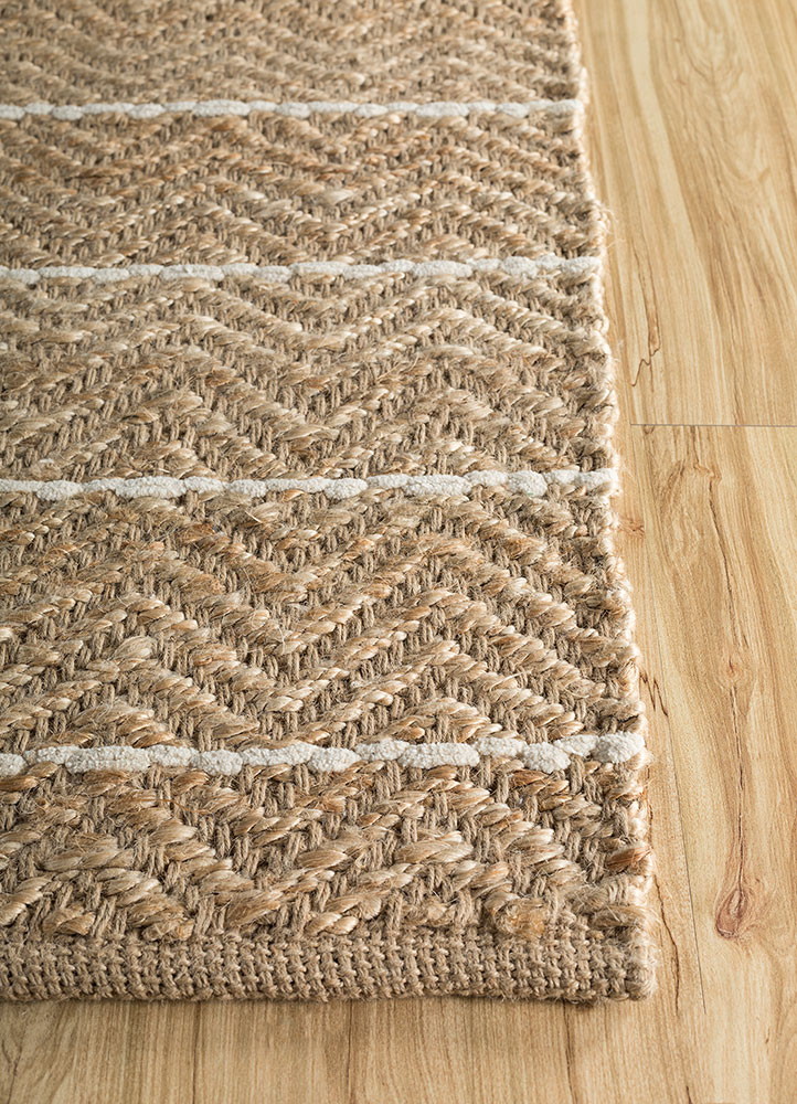 indusbar beige and brown jute and hemp flat weaves Rug - Corner