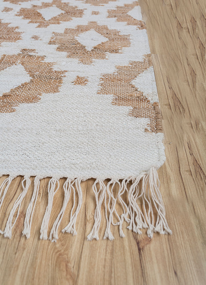 bedouin beige and brown jute and hemp flat weaves Rug - Corner