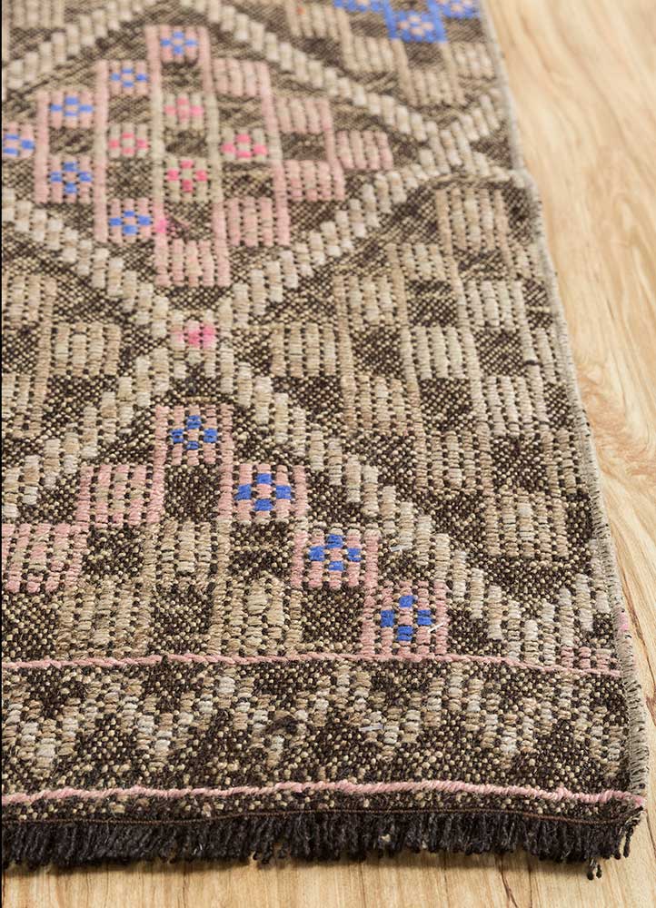 nuray beige and brown wool hand knotted Rug - Corner